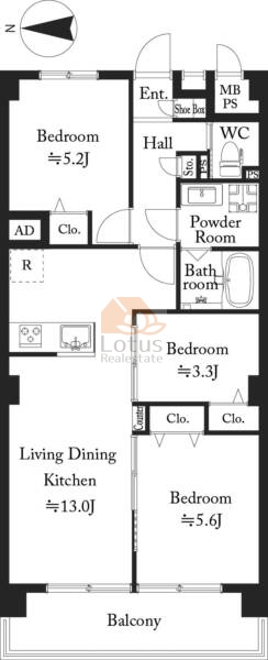 日商岩井綾瀬マンション524間取図