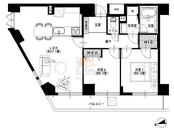 ラフィネ大崎1106間取図