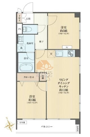 西荻国際第1マンション角部屋間取図