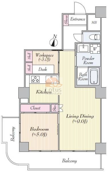 ツインタワー住利毛利館1807間取図