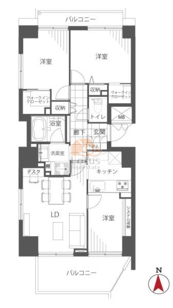 エクサージュ海岸1001間取図