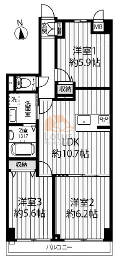 三生エンゼルハイム中葛西203間取図