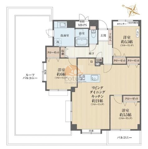 グリーンパーク堀切菖蒲園1番館6階間取図