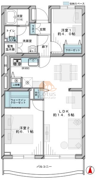 高砂タウンハイツ406間取図