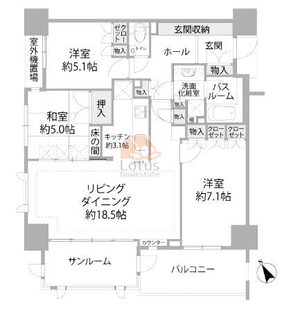 アトラス葛西1003間取（3LDK）