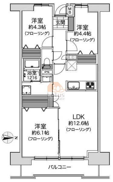 ライオンズプラザ北綾瀬502間取図