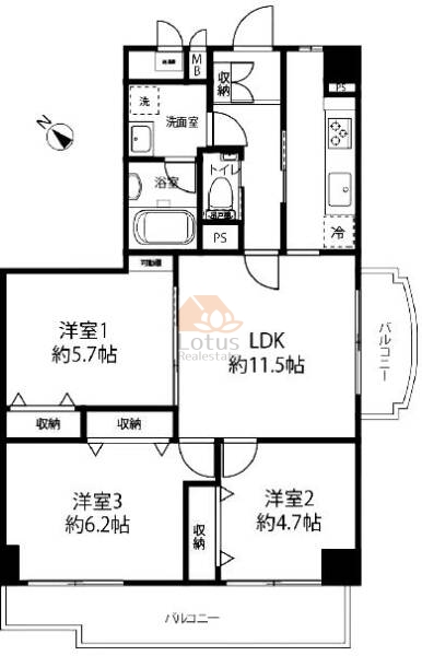 豊洲ハイツ201間取図