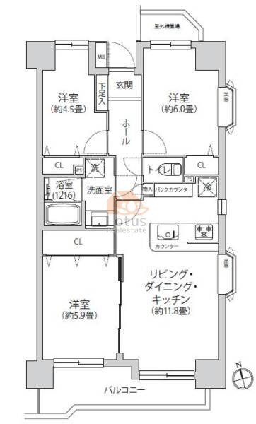 北綾瀬パークホームズ204間取図