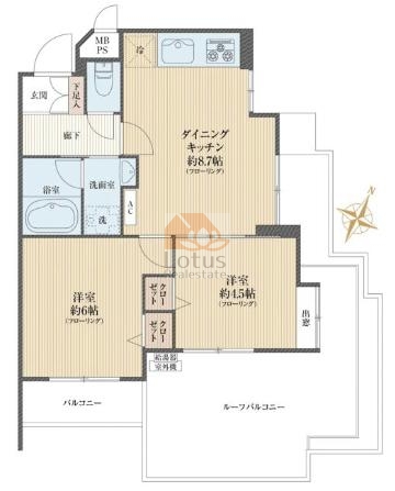 ベルハイム井荻4階角部屋間取図