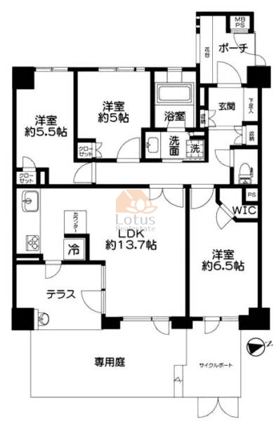 ライオンズ大泉学園マスターレジデンス107間取図