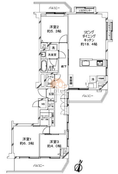 等々力ビューハイツ807間取図