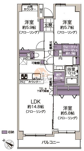 瑞江パークホームズ303間取図
