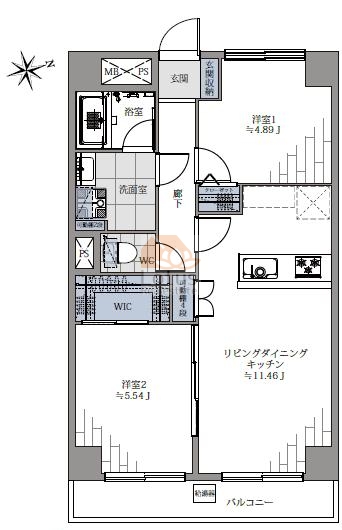 ライオンズマンション用賀台304間取図