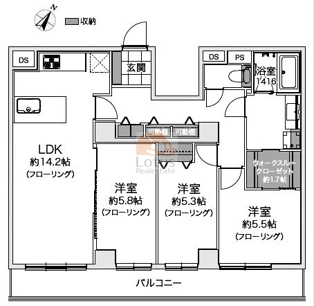 月島リバーハウスA402間取図