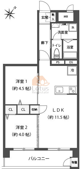 東建砧マンション308間取図