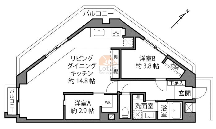 戸山マンション6階間取図