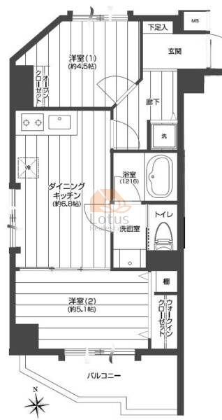 朝日野方マンション601間取図