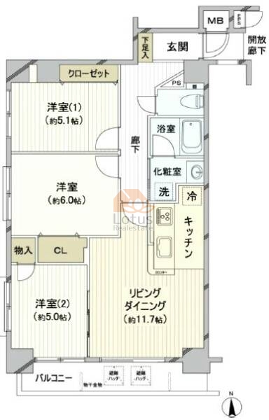 ダイアパレス東神田2203間取図