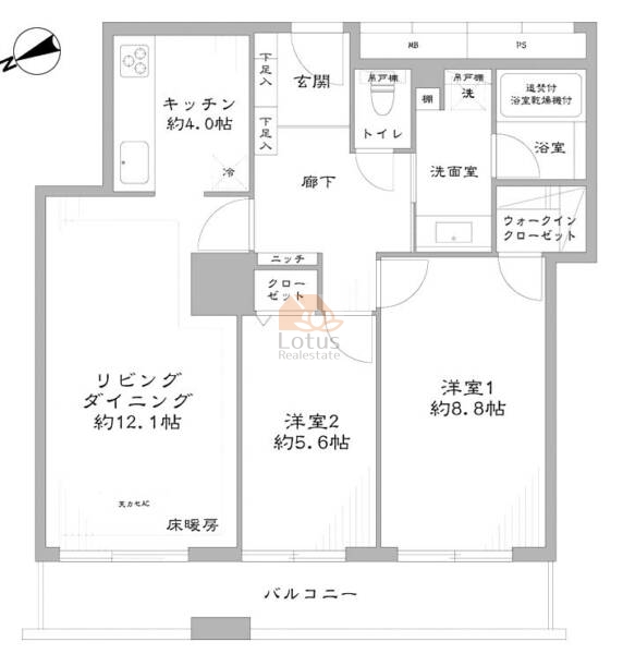 西早稲田パークタワー1702間取図