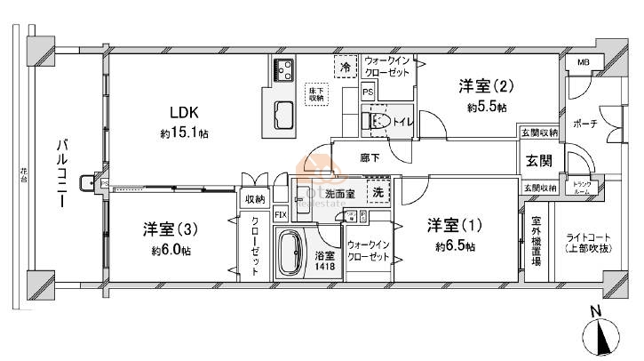 ライオンズヴィアーレ浮間公園102間取図