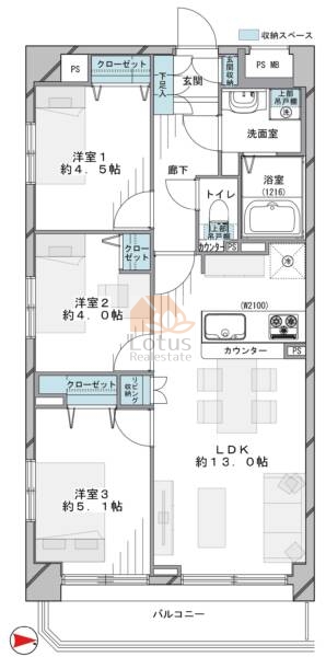 クリオ武蔵関壱番館401間取図