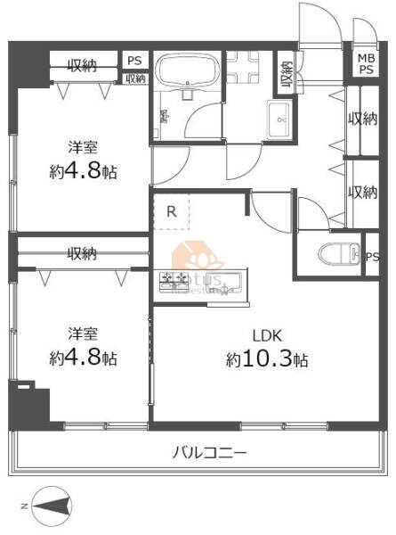 ライオンズマンション綾瀬407間取図