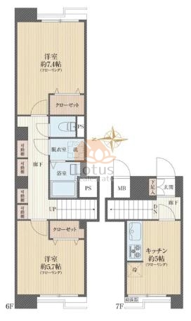 鍋屋横丁住宅6-7階間取図