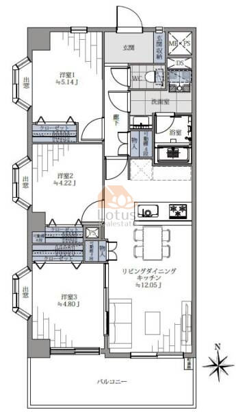 ライオンズマンション中野南台604間取図