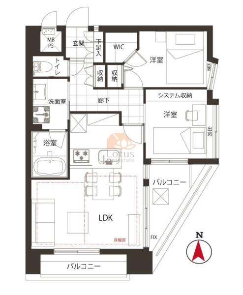 アルファホームズ新中野第2202間取図