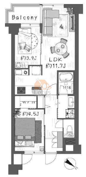 グリーンプラザ武蔵小山1203間取図