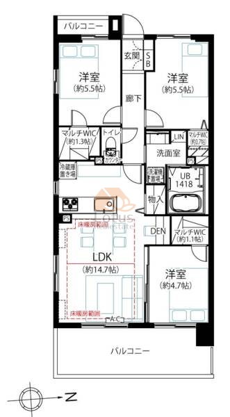 レヴィ浅草リバーフロント1201間取図