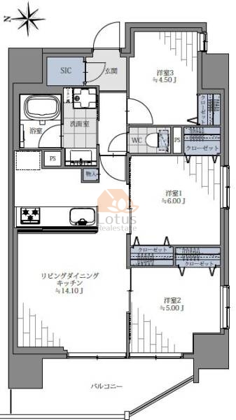 イニシア上野稲荷町202間取図