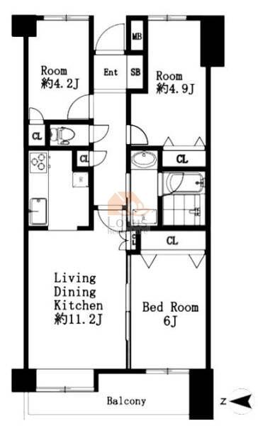 竹の塚パークホームズ604間取図