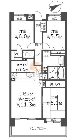 ローヤルシティ保木間1402間取図
