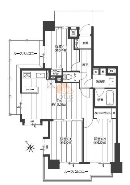 ライオンズマンション町屋1301間取図