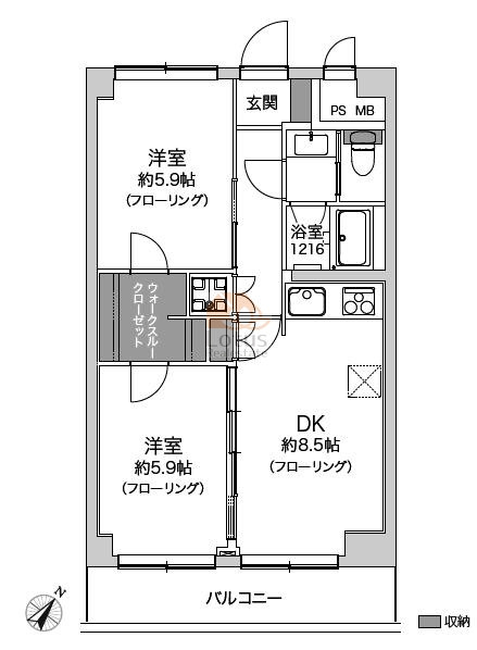 朝日飯田橋マンション1004間取図