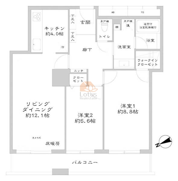 西早稲田パークタワー2905間取図