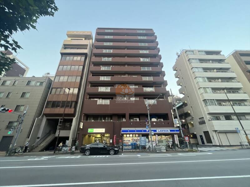 パラッシオ蔵前外観１｜パラッシオ蔵前は大江戸線「蔵前」駅の上に建つ、12階建てのマンションです。1階にはコンビニがあり、斜向かいにはミニスーパーもあり生活しやすい環境です。