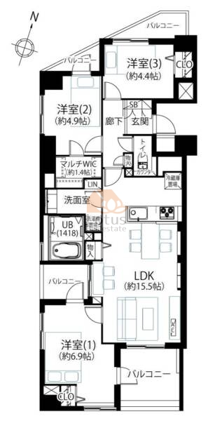 リリーベル梅島ラフィナート801間取図