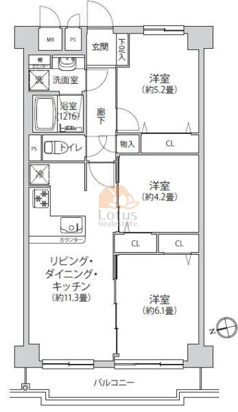 シャンボール南砂609間取図