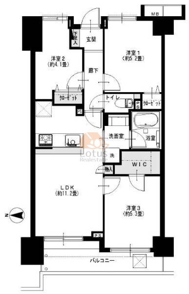 東急ドエルアルス中野南台606間取図