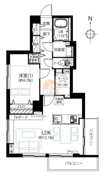 南千住ダイヤモンドマンション501間取（1LDK）