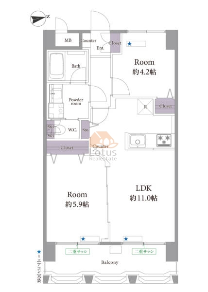 ヴァンヴェール新宿1002間取図