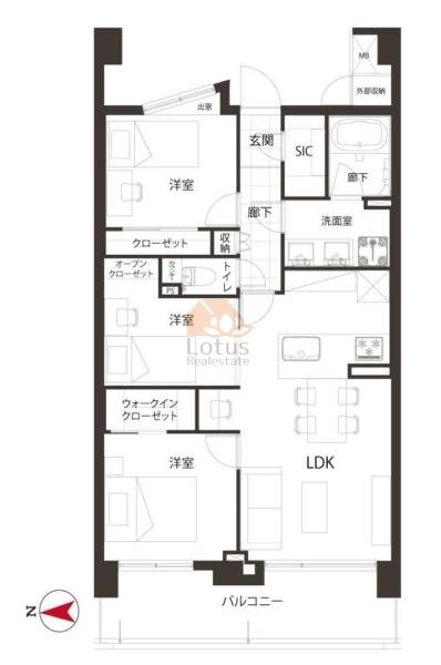 中野坂上パークホームズ407間取図