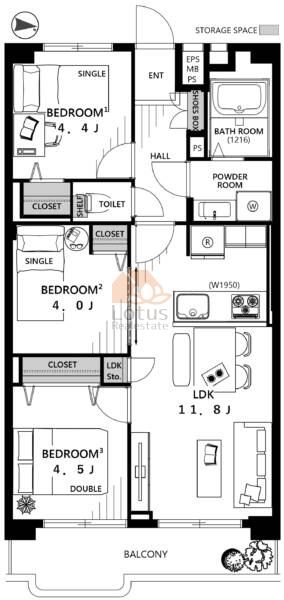 トーア辰巳マンション402間取図