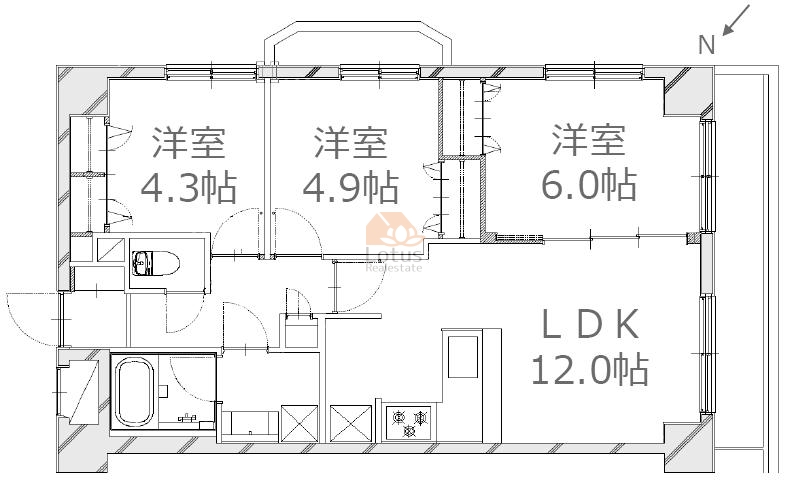 藤和シティコープ町屋401間取図