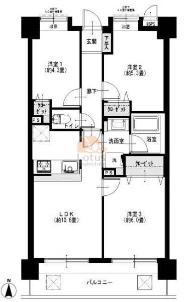 ライオンズマンションお花茶屋第5202間取図