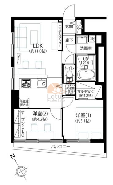 第18宮庭マンション1201間取図
