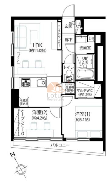 第１８宮庭マンション1201間取図