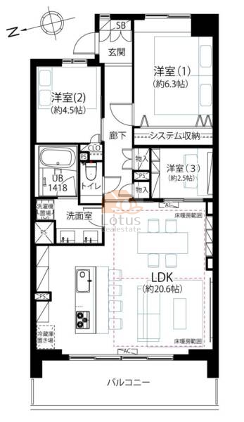 神楽坂アインスタワー1803間取図